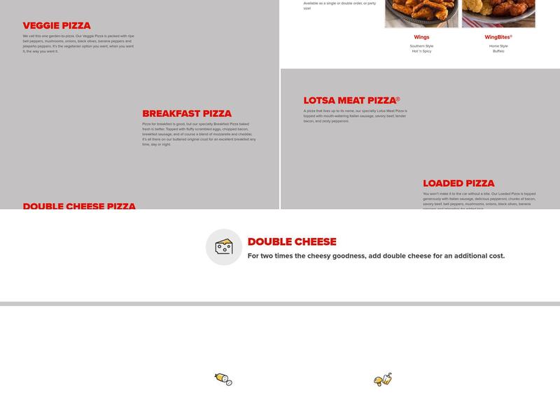 Hunts Brothers Pizza Menu