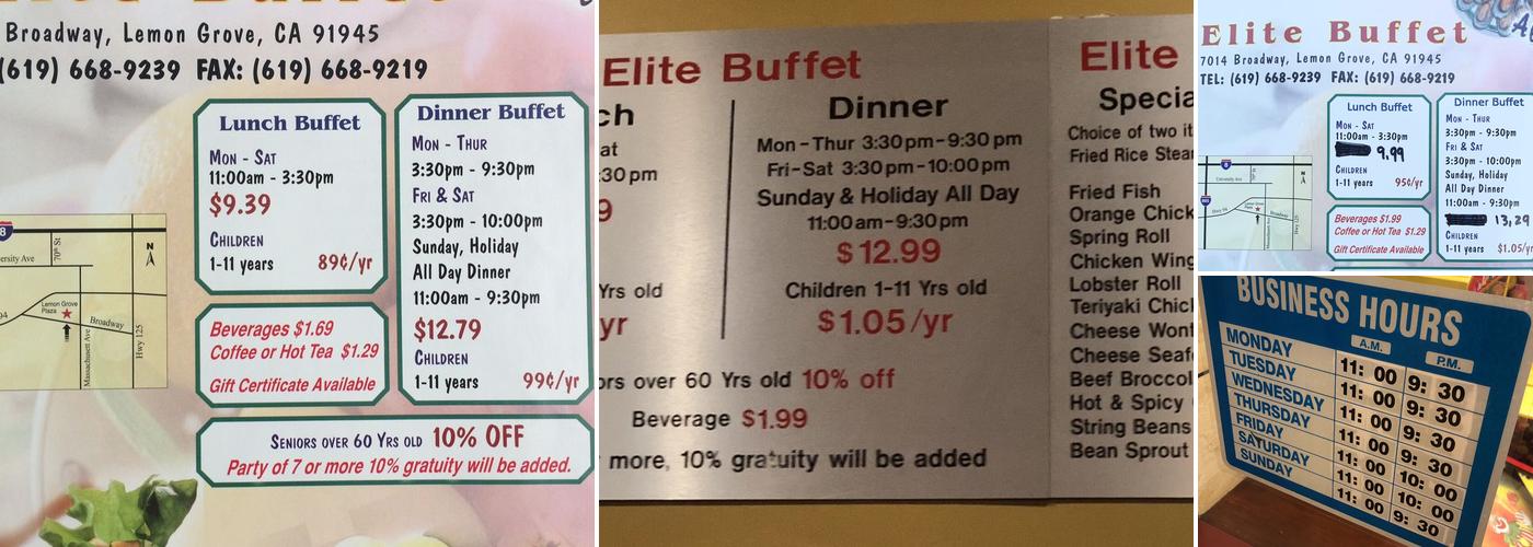 Elite Buffet Menu