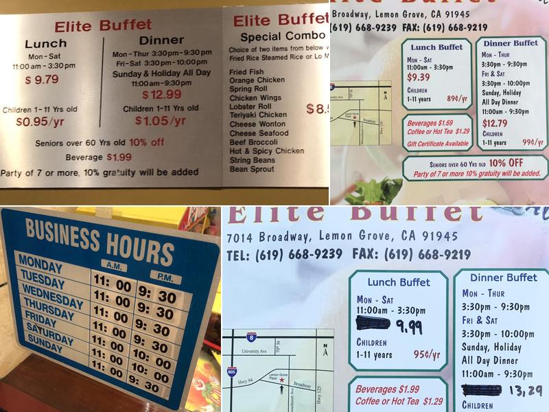 Elite Buffet Menu