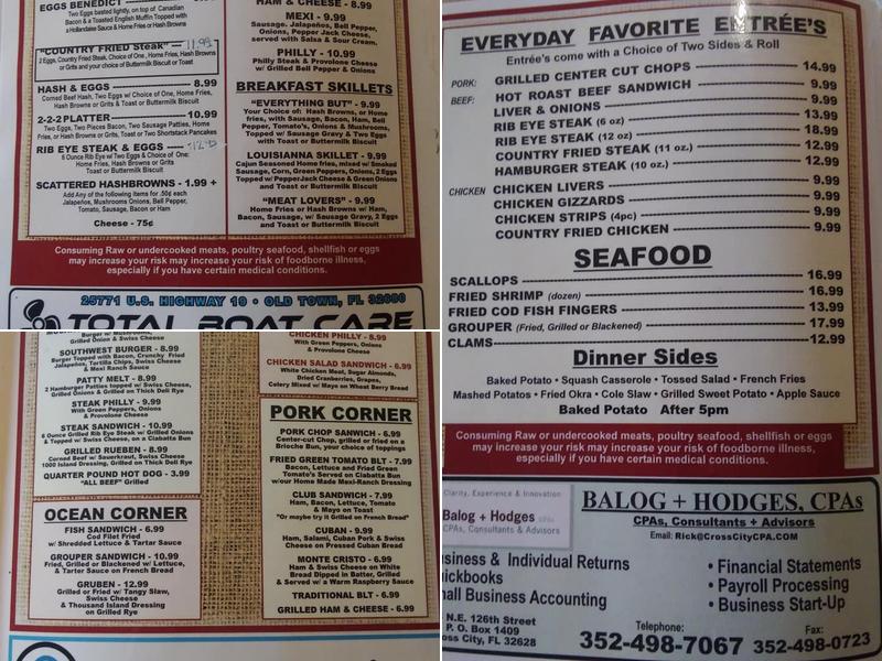 Dixie Nut House Menu
