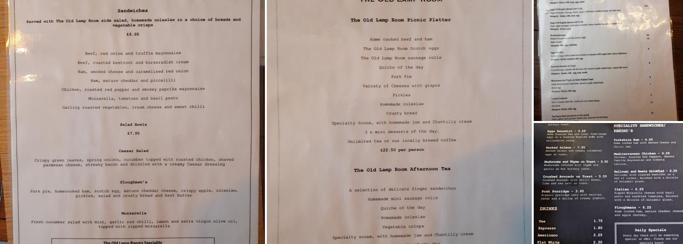 The Old Lamp Room Menu