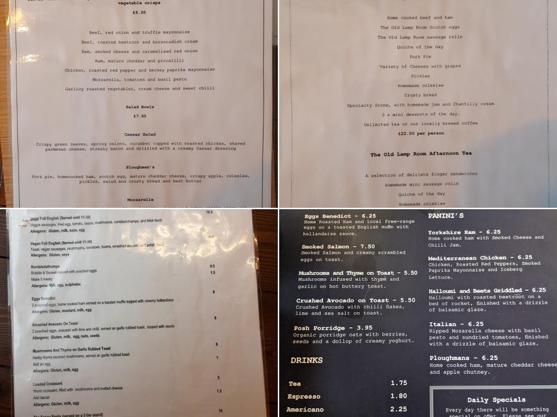 The Old Lamp Room Menu