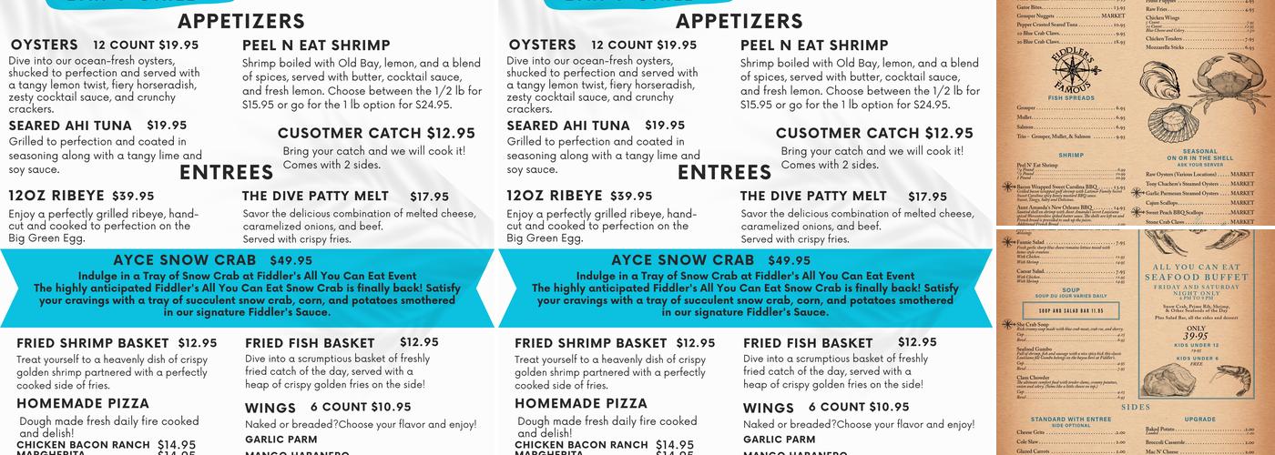Fiddler's Restaurant and Resort Menu