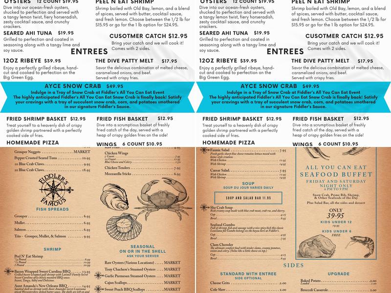 Fiddler's Restaurant and Resort Menu