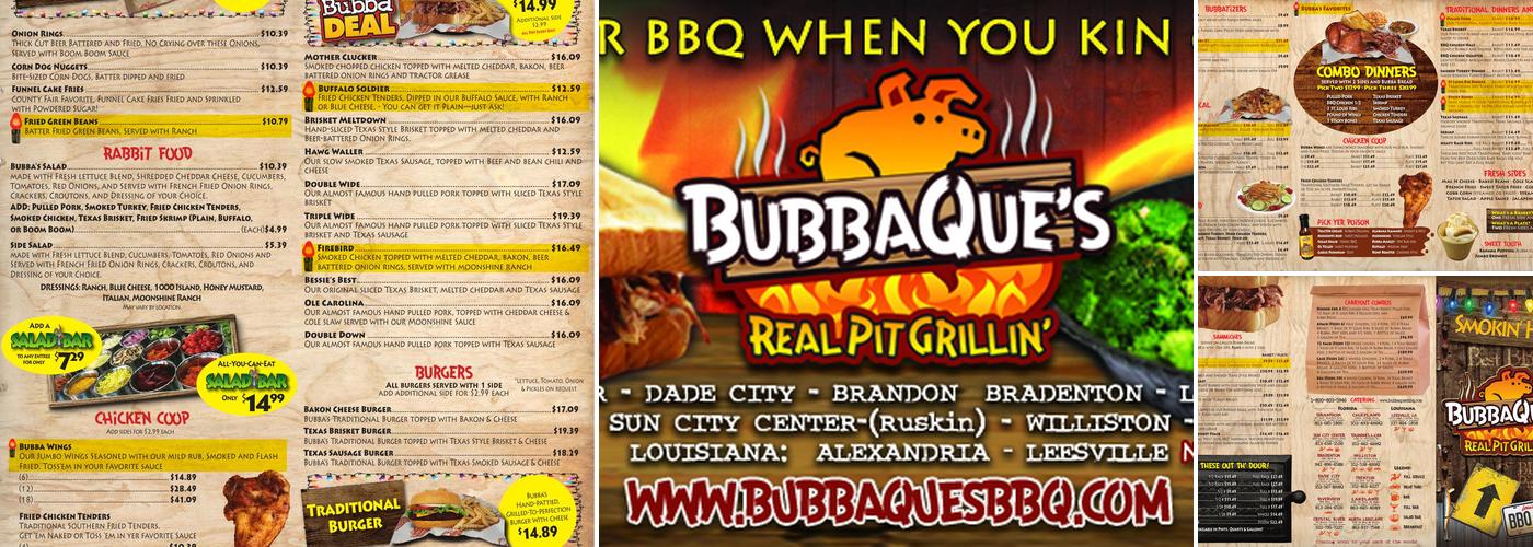 BubbaQue's BBQ - Chiefland Menu