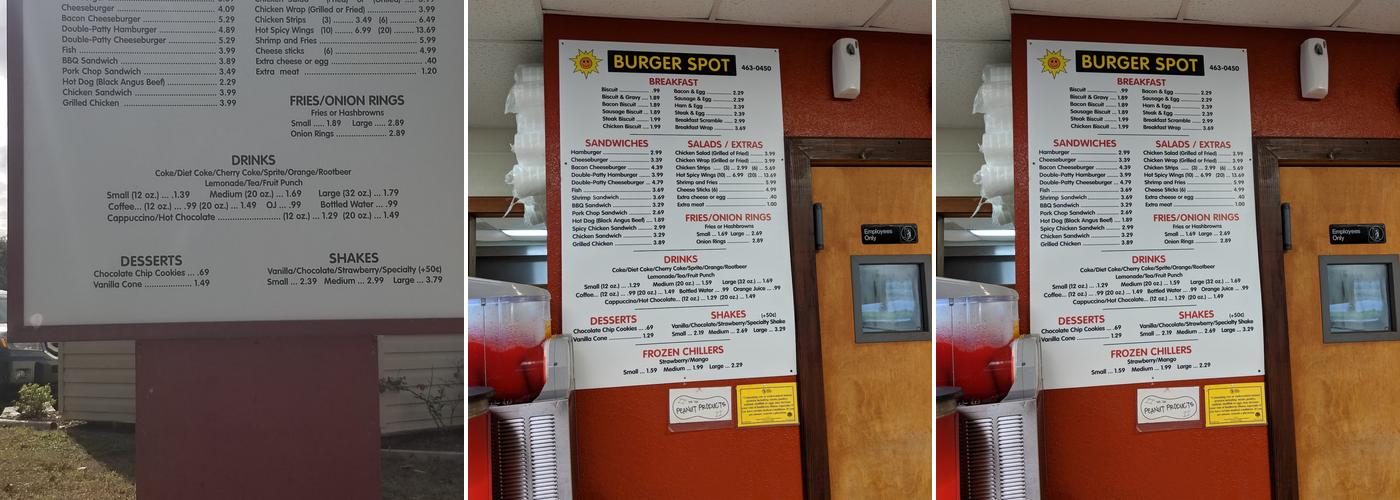 Burger Spot Menu