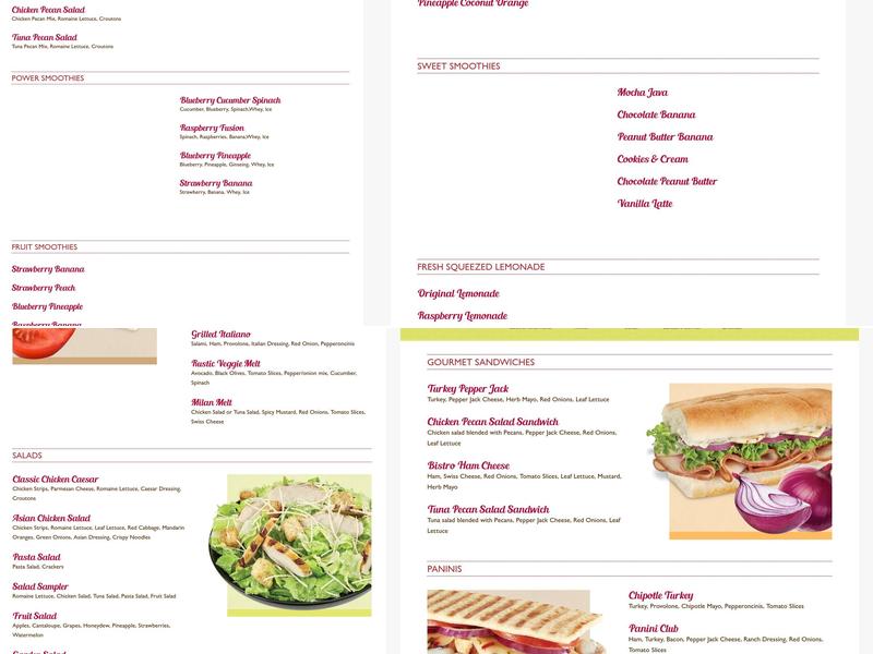 Frullati Menu