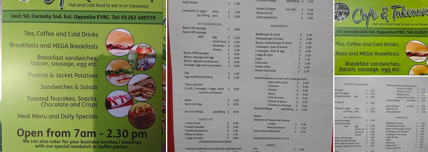 St Quintin's Cafe & Takeaway Menu