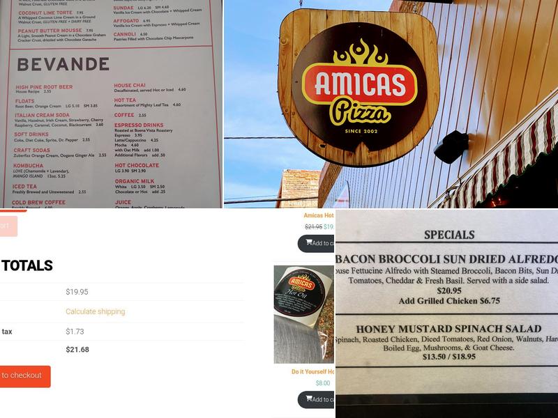 Amicas Pizza Microbrew & More Menu
