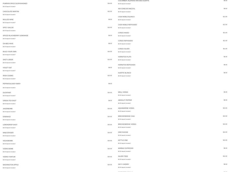 Currents Restaurant Menu