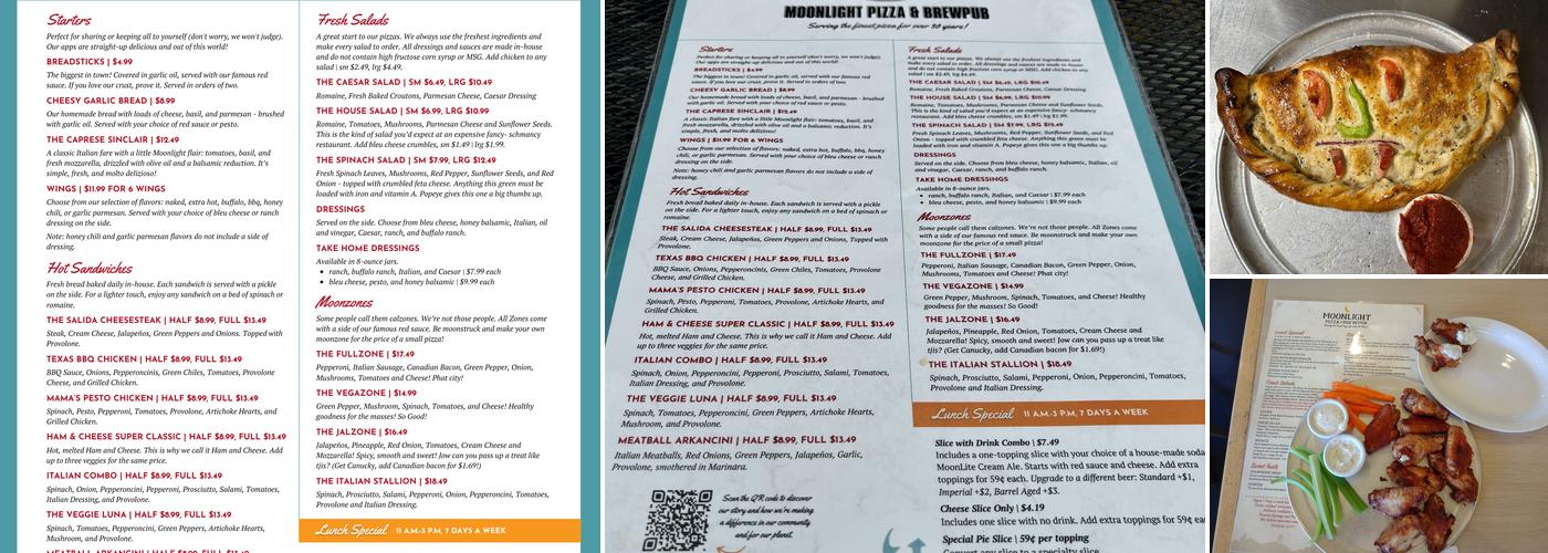 Moonlight Pizza & Brewpub Menu