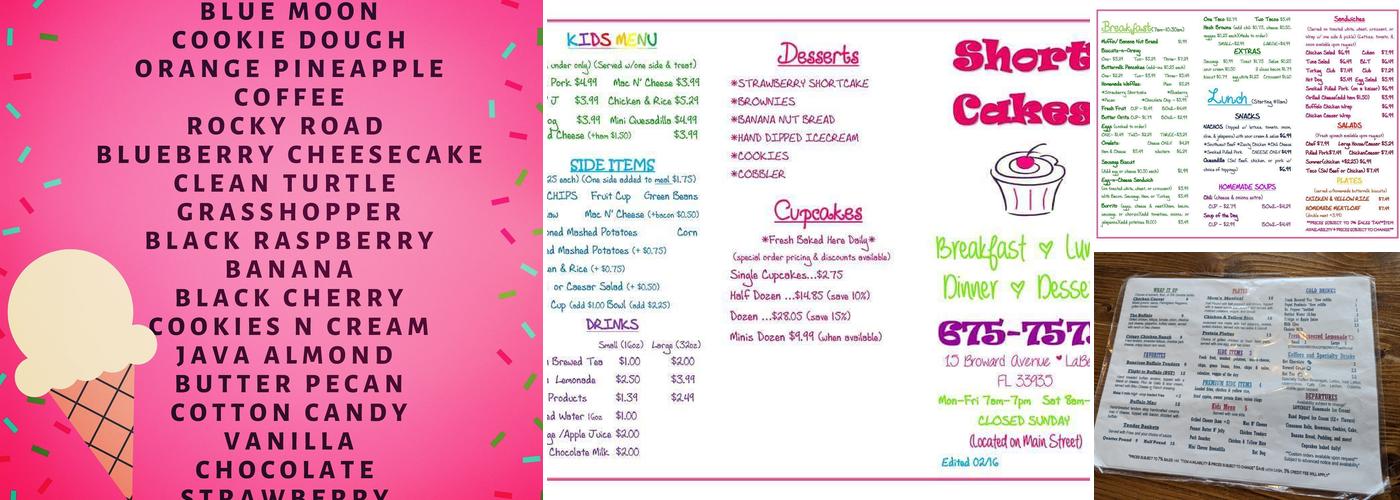 Short Cakes Menu