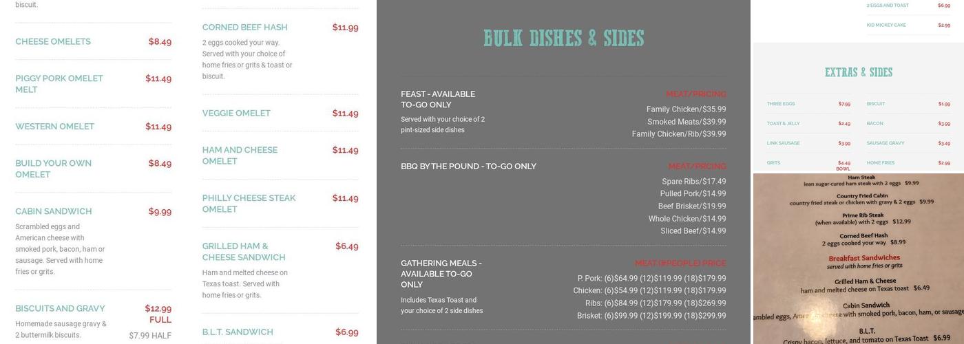 The Log Cabin BBQ Menu