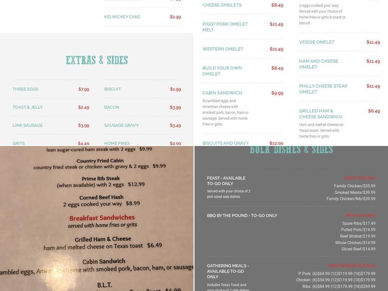 The Log Cabin BBQ Menu