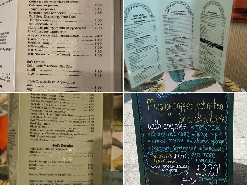 Conservatory Coffee Shop Menu