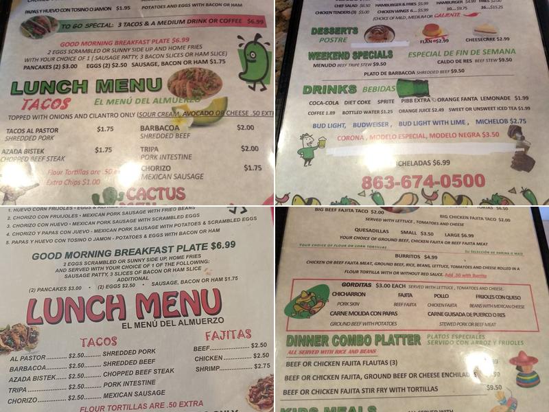 Cactus Mex Inc Menu