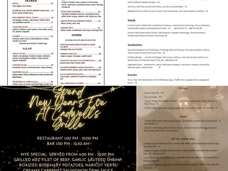 Cadwell's Grille Menu