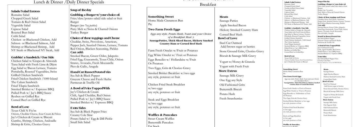 Jay Lovell's Menu
