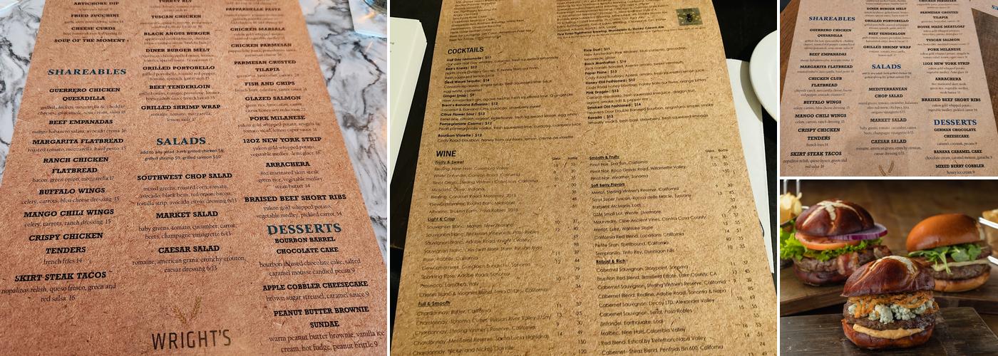 Wright's Brew & Bistro Menu