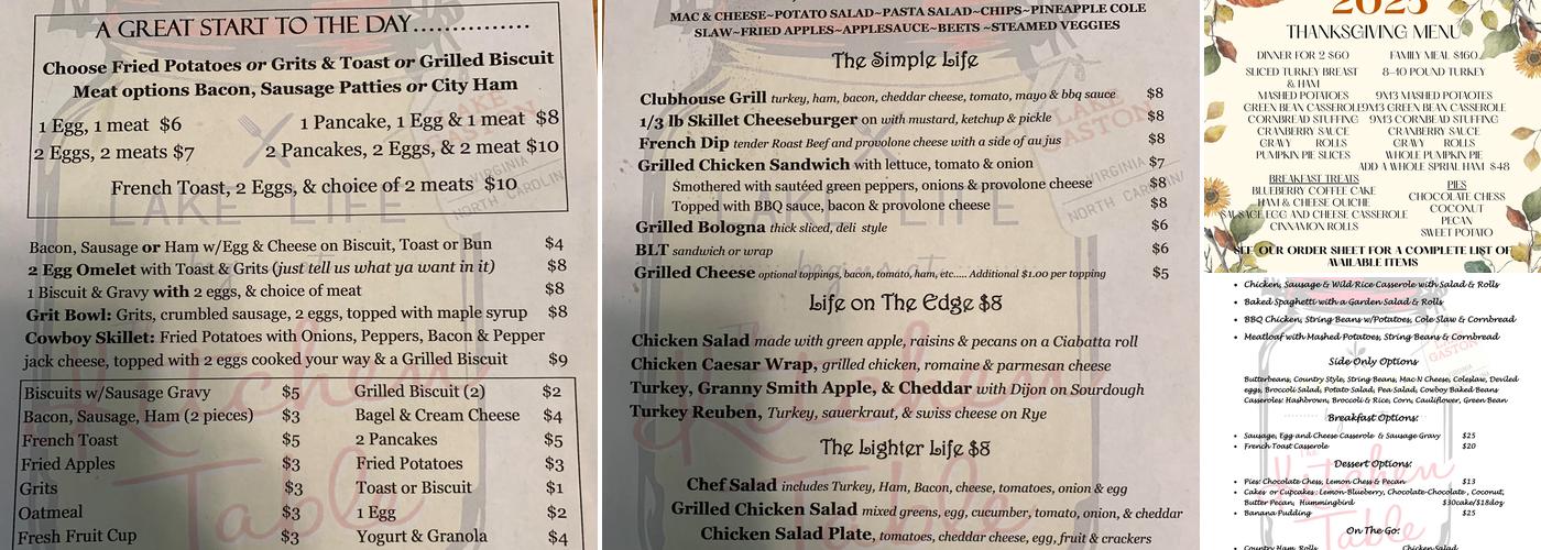 The Kitchen Table Menu