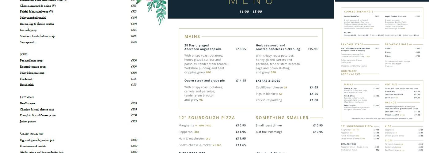 Clocktower Café Menu