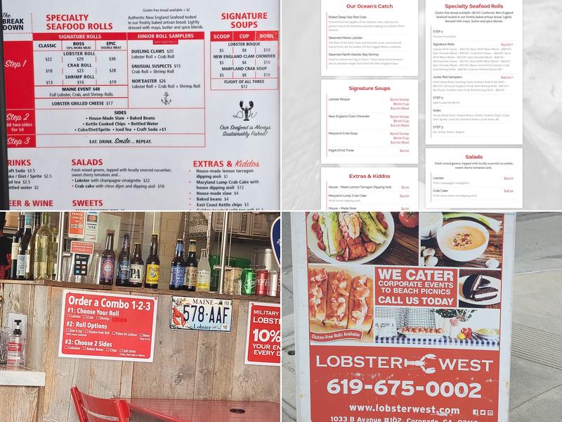 Lobster West Coronado Menu