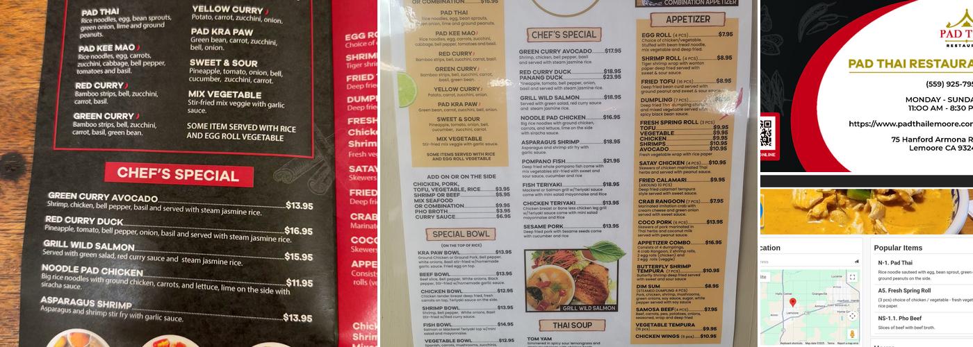 Pad Thai Menu
