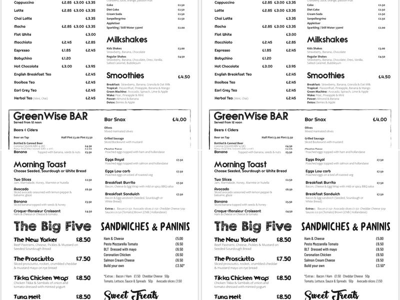 GreenWise Menu