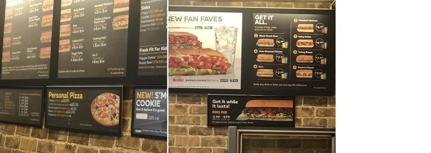 Subway Menu
