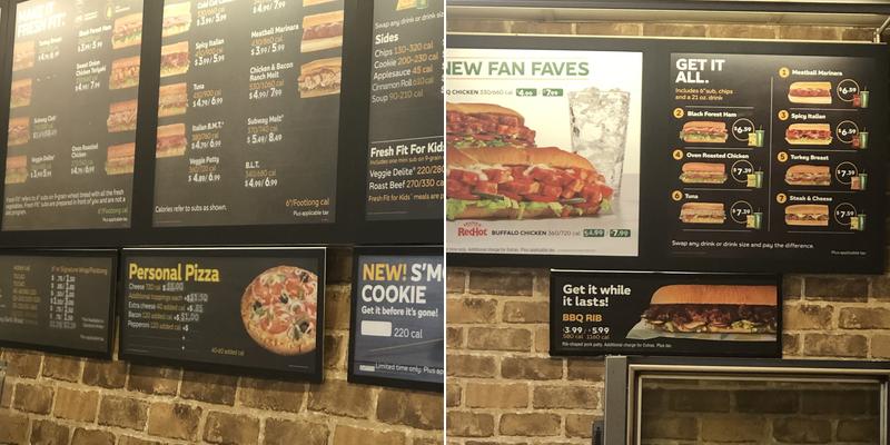 Subway Menu