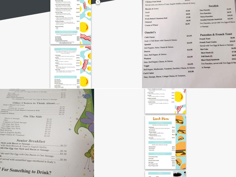 Kady's Kitchen Menu