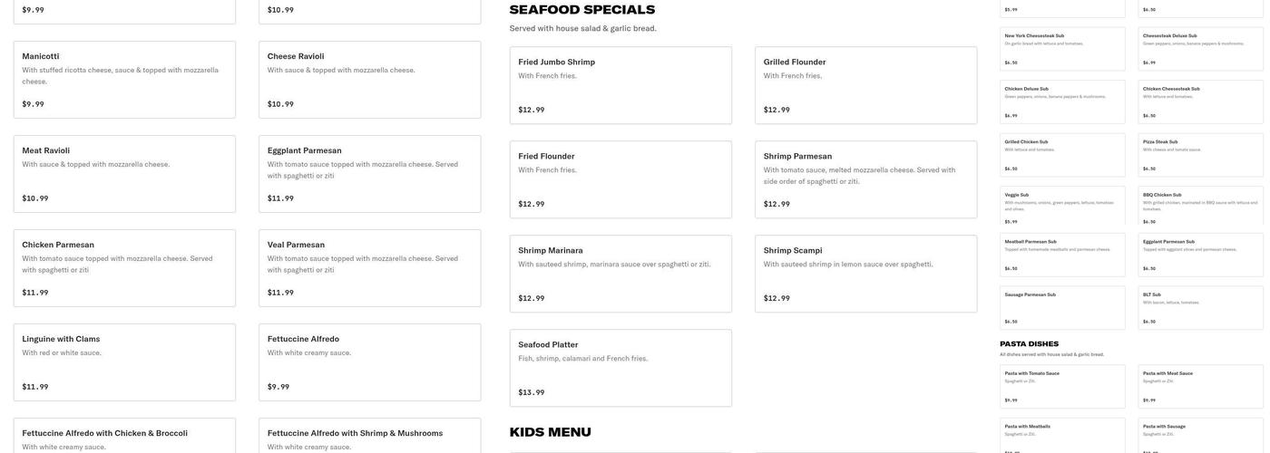 Moe's Italian Restaurant Menu