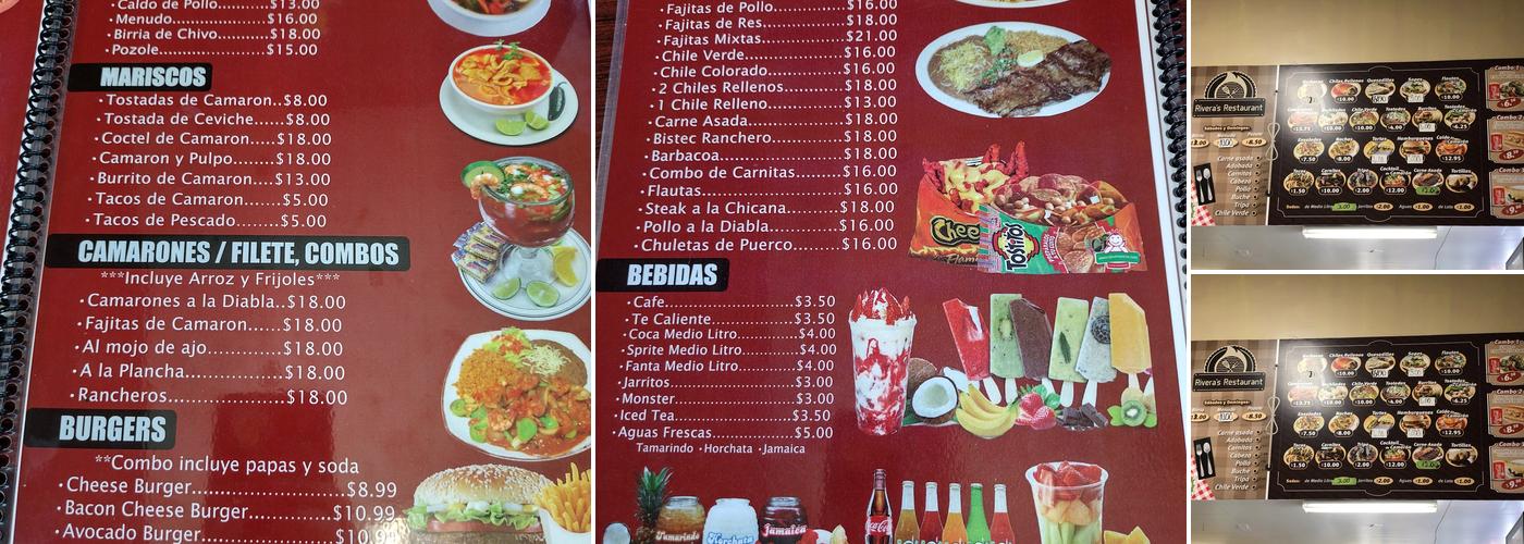 Rivera’s restaurant Menu