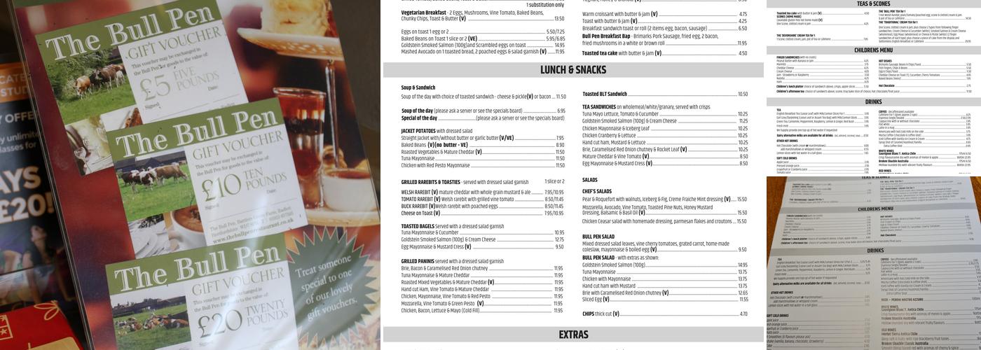 The Bull Pen Tearooms Menu