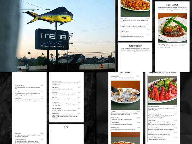 Mahé Menu