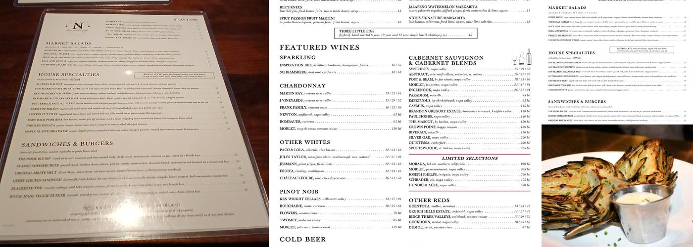 Nick's on 2nd Long Beach Menu