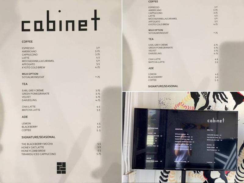 Cabinet Espresso Bar Menu