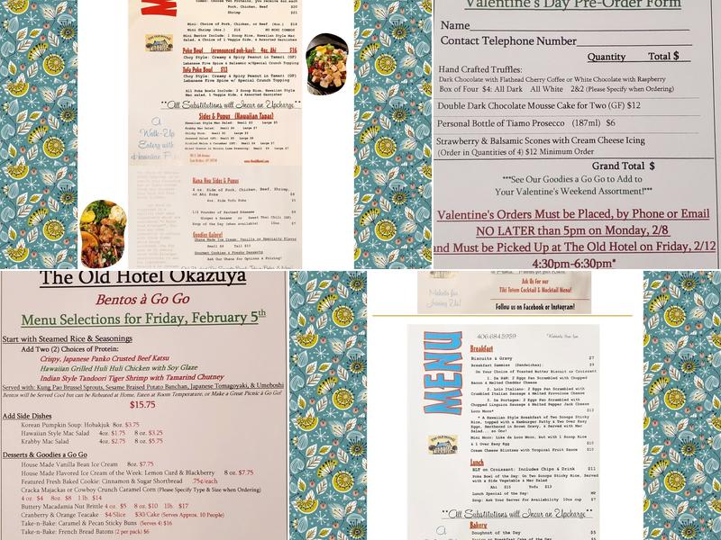 Old Hotel Menu