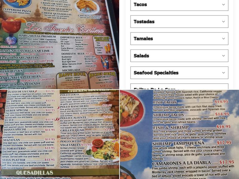 Las Fuentes Menu