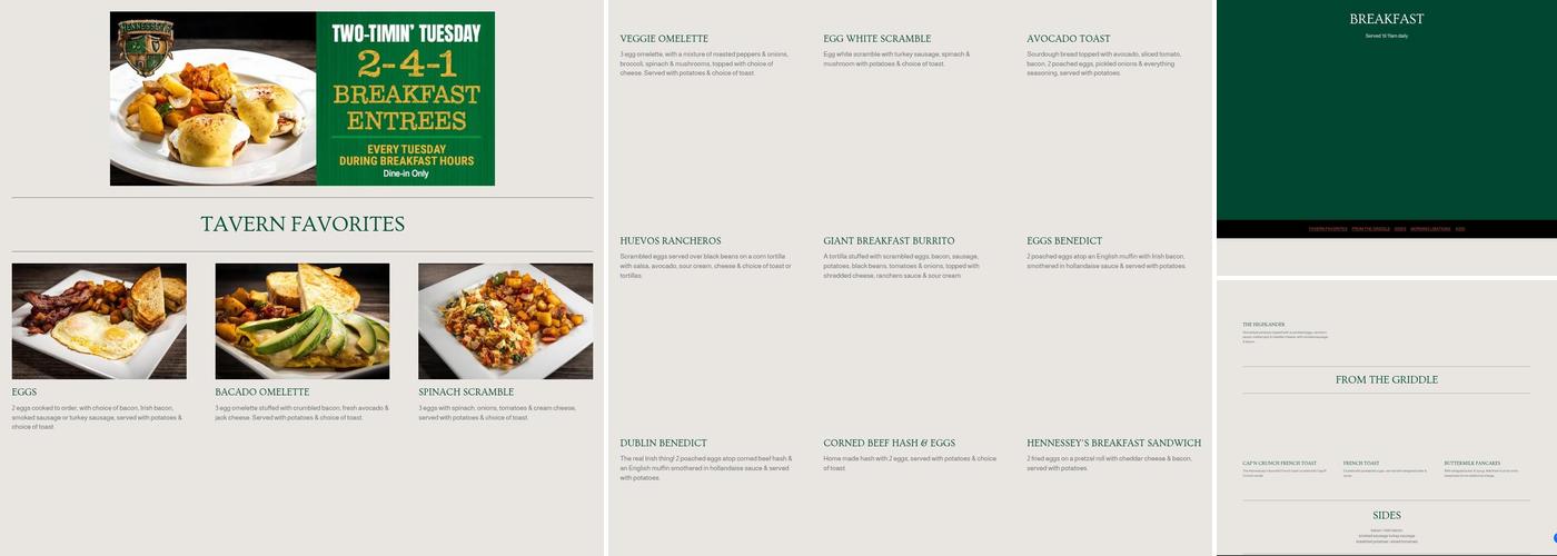 Hennessey's Grill Menu