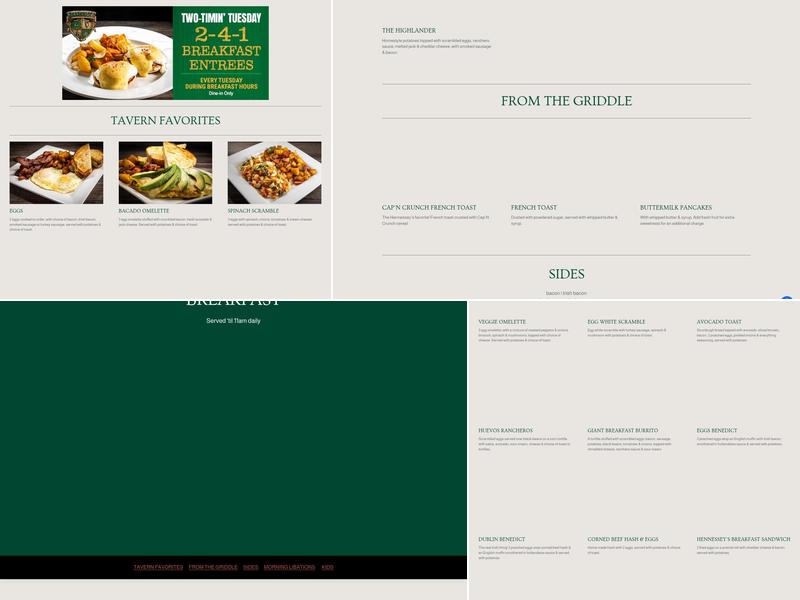 Hennessey's Grill Menu