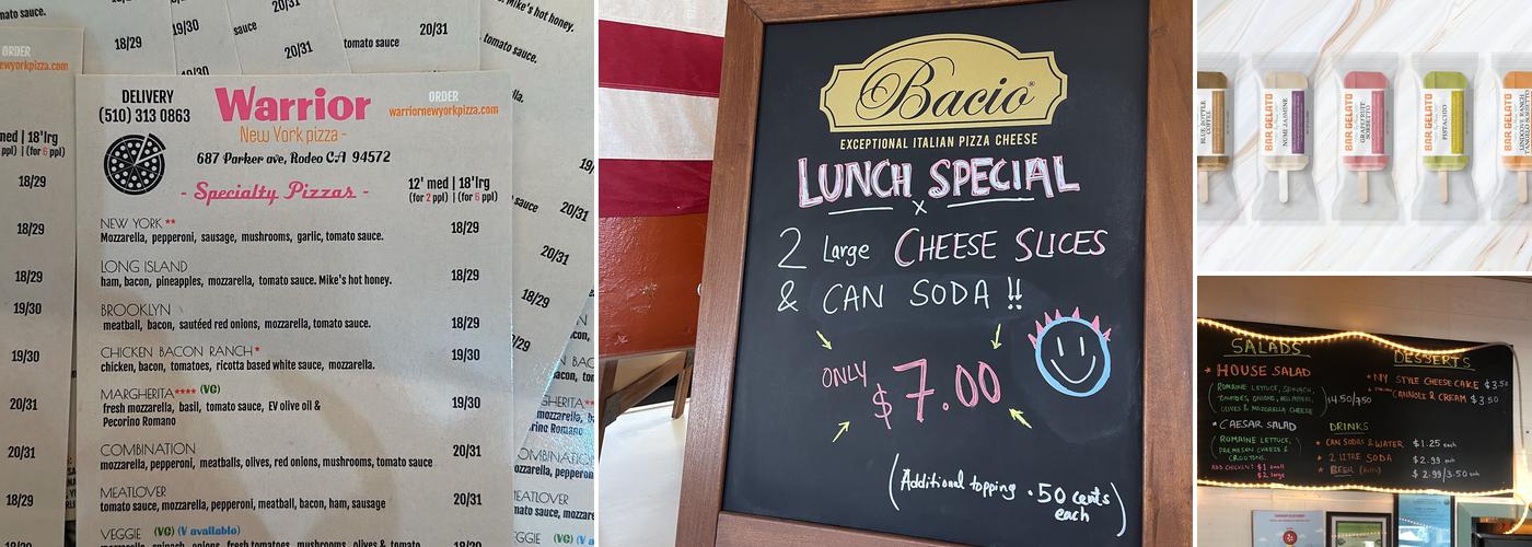 Warrior New York Pizza Menu