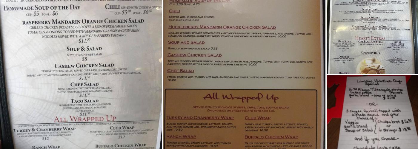 Lambkin's Restaurant Menu