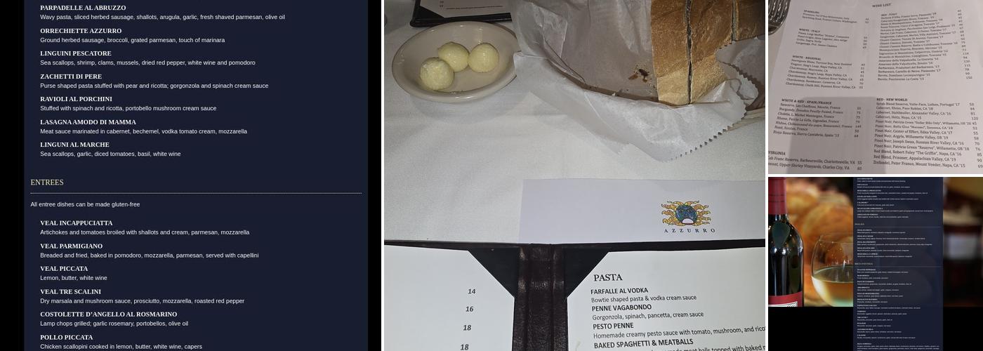 AZZURRO Menu