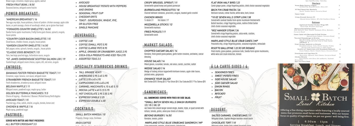 Small Batch - Local Kitchen Menu