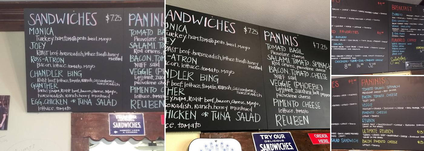 Central Perk Menu