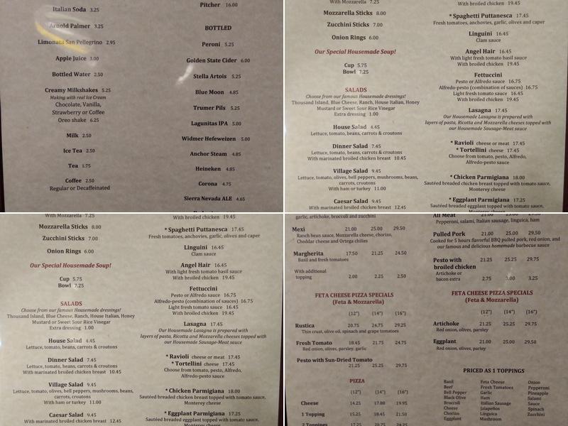 Village Pizza Restaurant Menu