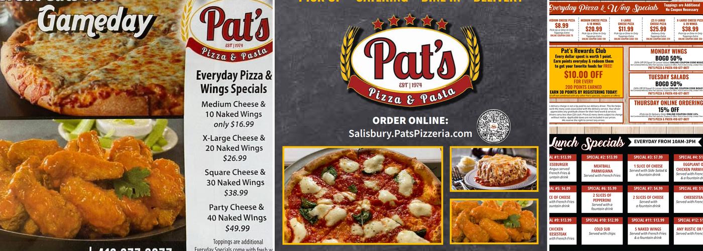 Pat's Pizza & Pasta Menu