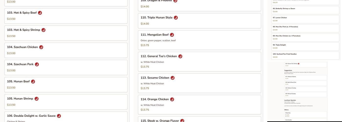 Chinatown Express Menu