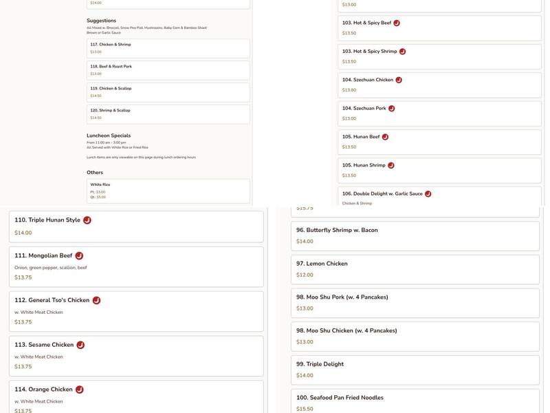 Chinatown Express Menu